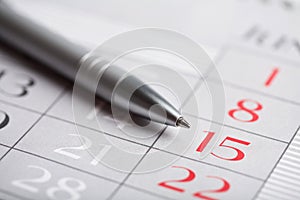 Close-up of calendar page