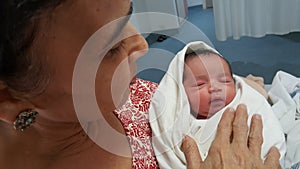 Close up of calm sleeping Healthy Indian infant baby