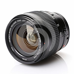 Close-Up Of Camera Lens On White Background