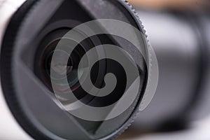 Close up of camera lenses