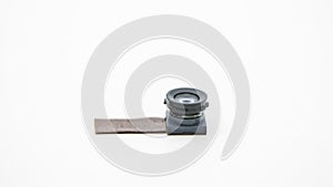 Close up on a camera module for mobile phone. Closeup of Smartphone Lens