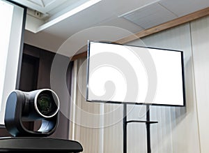 Close up camera video conferencing with television clipping path