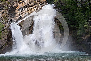 Close up of the Cameron Falls waterfall in Waterton Lakes National Park, Canada photo