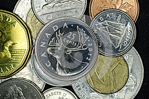 Close-up canadian coins