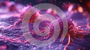 Close up of a cancer cell under a microscope