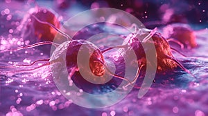 Close up of a cancer cell under a microscope