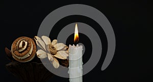 Close-up of a candle flame against a black background