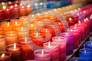 Close up of candles with colorful wax. Candle background