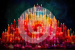 Close up of candles with colorful wax. Candle background