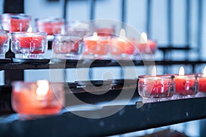 Historic catholic church: Close up picture of candles