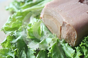 close up of canned meat on table