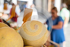 Close-up cantaloupe melon on food market