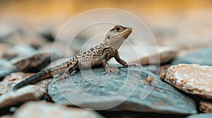 Close-up of a captivating lizard on a rocky surface