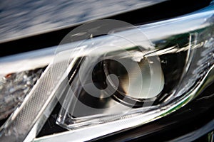 Close up of car head light LED