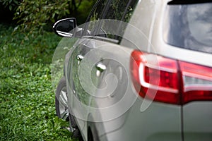 close-up of car headlight details from behind