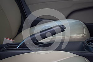 Close up of car parking Brake.