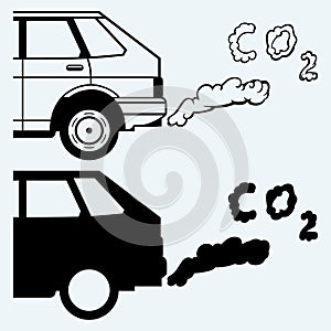 Close up of a car's fumes emissions in the traffic jam