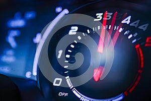 Close up car speedometer