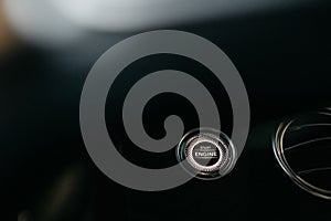 Close up of car stop start system with copyspace on the left