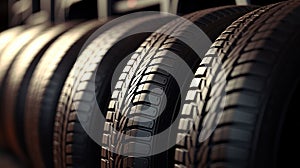 close-up car tires shop collection