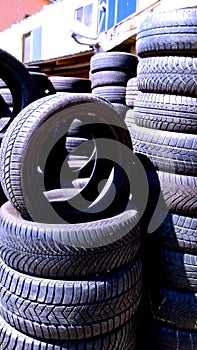 Close up of car tyres