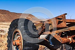 Close up car wreck desert