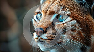 A close-up of a caracal's face, showcasing its distinctive tufted ears, sharp eyes, and sleek