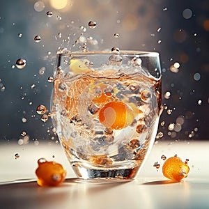 Close-up carbonated water with bubbles