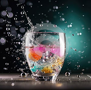 Close-up carbonated water with bubbles