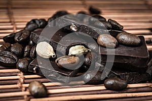 Close up of cardamon and coffee beans