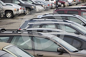 Close up of cars on parking-lot