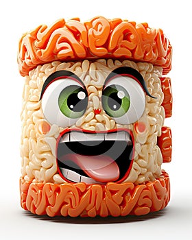 a close up of a cartoon character made of rice krispy kreme. generative ai photo