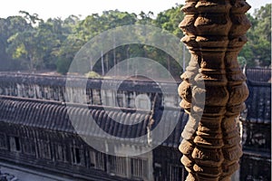 A carved stone window bar of Angkor Wat