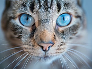 Close-up of a Cat's Mesmerizing Blue Eyes