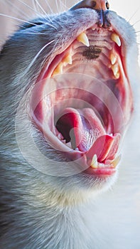 Close up of a cat with wide-open mouth photo