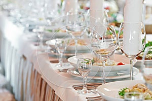 Close-up catering table set photo