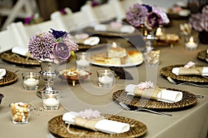 Close-up catering table set