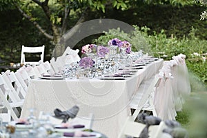 Close-up catering table set