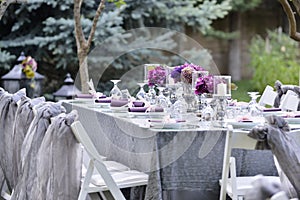 Close-up catering table set photo