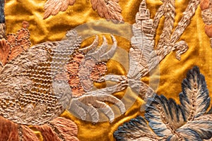 Close Up Of Catholic Dressage Embroidered With Gold Thread In the Cathedral Of monreale, In The South Off Italy