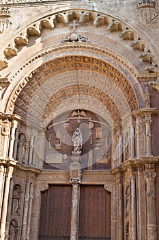 Close-up of a Catholic Gothic church