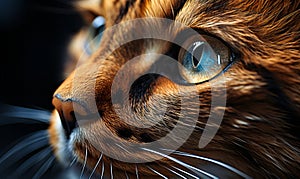 Close-up of a cats golden eye reflecting light showcasing the beauty and mystery of feline vision and the intricate details of its