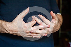 Close up of Caucasian man hands gesticulation