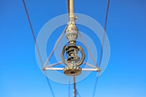 Close up of center pivot irrigation sprinkler