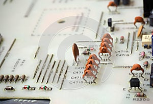 Close up of ceramic capacitors