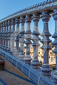 Close up of ceramic pillars at plaza de espana