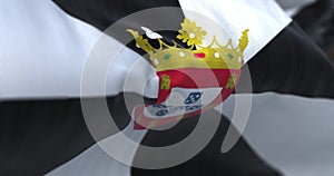 Close-up of Ceuta flag waving in the wind