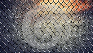 Close-up of a Chain Link Fence with a Blurred Background