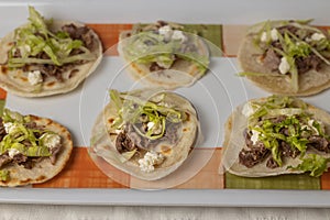 Close up of Chalupas, Typical Mexican food