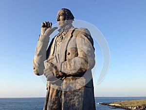 Close up from Charles Darwin statue